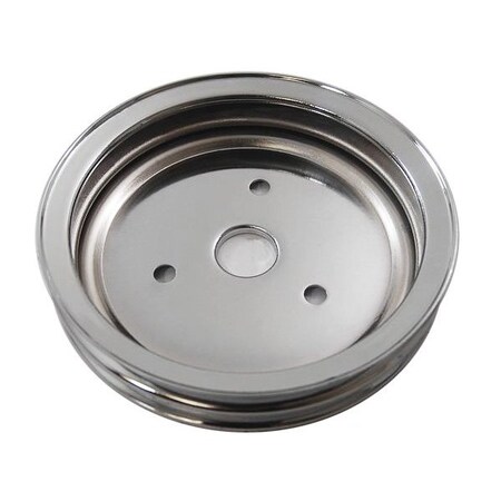 Racing Power SBC CHROME DOUBLE GROOVE PULLEY LOWER SHORT WATER PUMP R9603